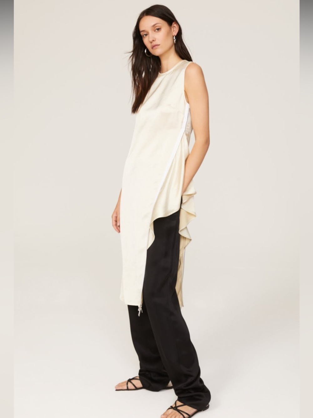 JW ANDERSON Cream Satin Sleeveless Shirt